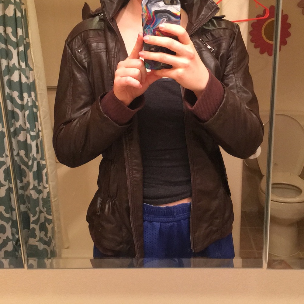 Brown faux leather jacket